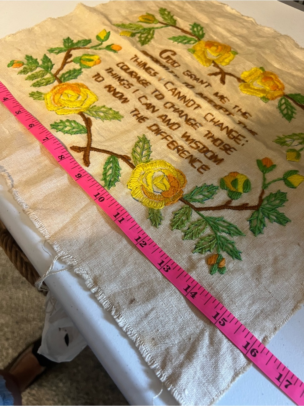 Embroidered Yellow Rose Prayer Wall Hanging - Brand Unknown - Picture 4 of 7